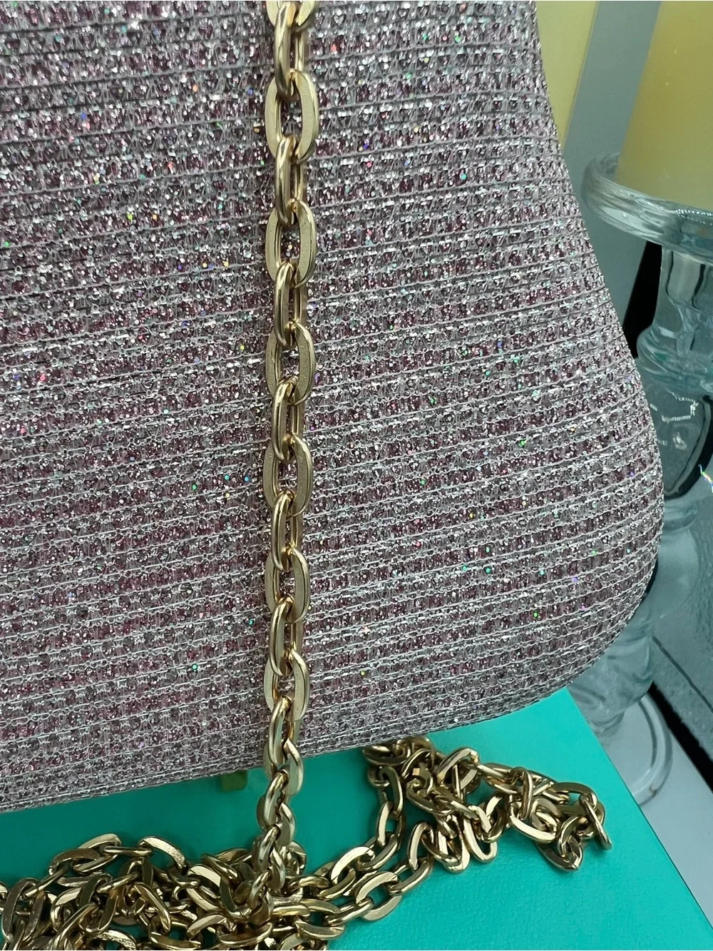 Elegant NWOT Evening Bag - Clutch, shoulder or Crossbody with adorable Keychain